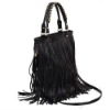 PU Leather Punk Tassel Fringe brands handbags Shoulder Bag New Black Women's Fashion