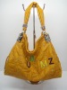 PU OE leather yellow printed handbags