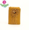 PU and Leather wallet with flower