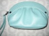 PU coin Purse of green colour with handle attached