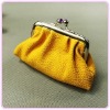 PU coin purse in yellow with metal frame closure