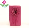 PU leather wallet with genuine rose flower