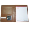 PU portfolio with notepad and calculator