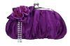 PURPLE ROSE PLEATED MAGNETIC EVENING CLUTCH HANDBAG