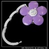 PURPLE VIOLET FLOWER CRYSTAL HANDBAG PURSE HOOK HANGER