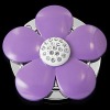 PURPLE VIOLET FLOWER CRYSTAL METAL HANDBAG PURSE HOOK HANGER