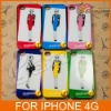 PY-Hot Sale!!!! Madame Figaro Pattern Aluminum+Plastic Back Case For iphone 4G LF-0374