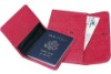Passport holder in leather material in red color