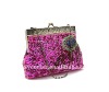 Peacock Feather Designed Beaded Clutch Evening Bag 063