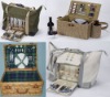 Picnic basket and picnic bag with full set of dinnerware at competitive price.