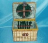 Picnic basket from bamboo with dinnerware for 2 persons