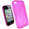 Pink Butterfly Gel Skin Case Cover For iPhone 4 TPU Case