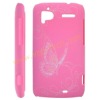 Pink Butterlfly Silicone Skin Protect Case For HTC G14 Sensation 4G Z710e
