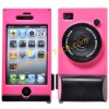 Pink Camera Pattern Hard Shell Cover Skin With a Stander For iPhone 4