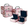 Pink Floral 3 PC Makeup Case Set
