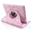 Pink Flower Stand Leather Case for iPad 2