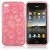 Pink Footprint Design Gel TPU Protector Case Cover For Apple iPhone 4