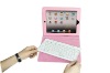 Pink Genuine Leather Case With Bluetooth Keyboard/Stand For new Ipad