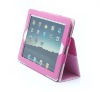 Pink Leather Case Stand Cover  for ipad 2