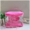 Pink PVC Cosmetic Bag With Two Zipper
