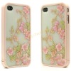 Pink Peach Blossom Detachable Frosted Hard Skin Case Shell For Apple iPhone 4 4S