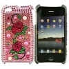 Pink Rose With Peal Rhinestone Hard Shell Protect Cover For Apple iPhone 4G
