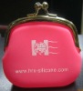 Pink Silicone Coin Pouch with Diamound Clip