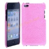 Pink Soft Leather Surface Plastic Shell Cover Case For iPod Touch 4