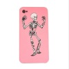 Pink Walking Skull Style Silicone Case for iPhone 4