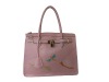 Pink drawing PU material women shoulder handbags