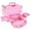 Pink folding PVC and aluminium cosmetic case