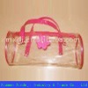Pink handle and zipper PVC make-up bag simply style