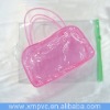 Pink handle reclosable pvc vinyl bag for cosmetics D-C117