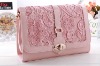 Pink lace flower women leather bag/ handbags 063