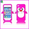 Pink penguin silicone cell phone cases and skins for iphone 4