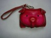 Pink pig leather coin purse