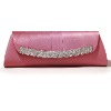 Pink satin crystal clutch purse/evening wallet
