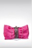 Pink satin evening bag ladies clutch