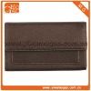 Plain snap closure leather brown unisex coin bag