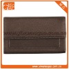 Plain snap closure leather brown unisex coin bag
