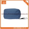 Plain solid colour polyester portable small blue travel makeup bag
