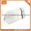 Plain white ziplock leather large toiletry cosmetic pouch