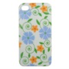 Plastic Back Case for iPhone 4G Flowers Blue