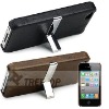 Plastic case For iPhone 4s case with genuine leather coated !!!--hot selling