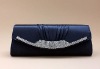 Pleated flap evening bag clutch with rhinestone trim 025