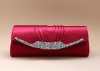 Pleated flap evening clutch purse with rhinestone 025