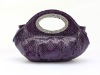 Pleated flap over front clutch evening bag/purple handbag 025