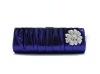 Pleated flap over front clutch evening purse bag blue 025