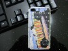 Popular car design leather pasted case for iphone 4/4S diamond case for iphone 4 silver plating case