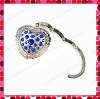 Portable Heart Shaped Crystal Rhinestones Foldable Purse Hanger/Bag Hanger/Purse Hook/Handbag Hook/Purse Holder with Magnets